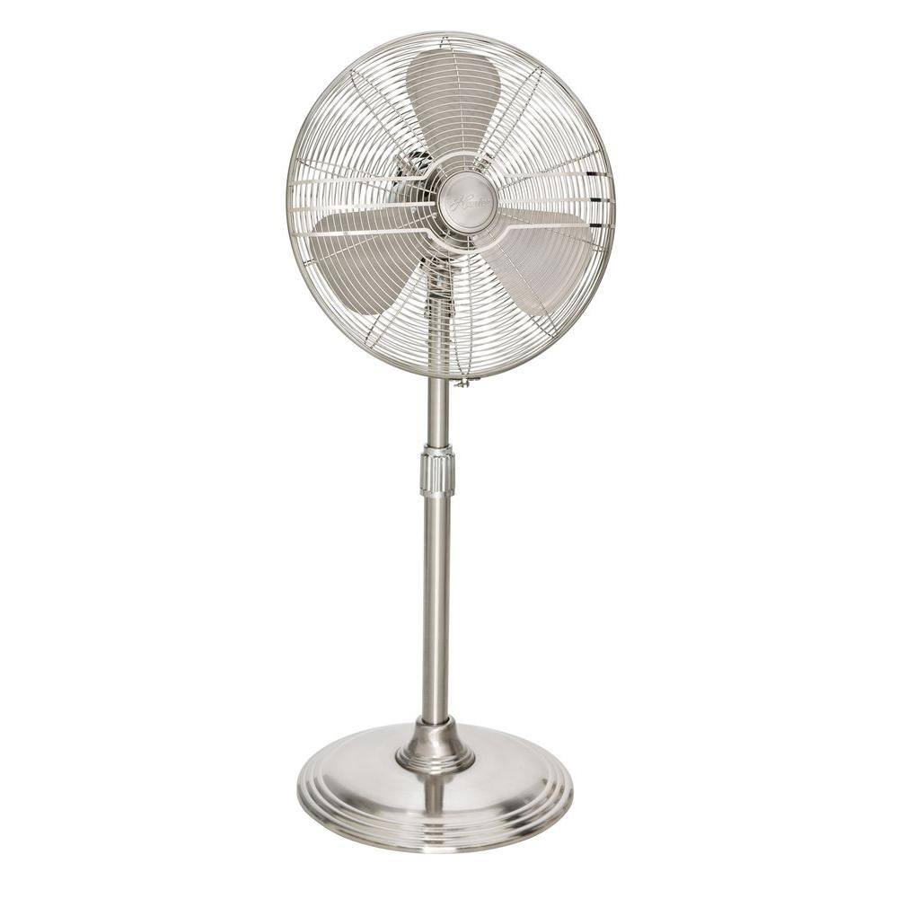 Hunter Retro 16 in. 3 Speed All-Metal Pedestal Fan with Wide Oscillation in Brushed Nickel 90438