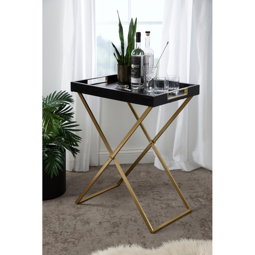 Kate and Laurel Heller Wood and Metal Tray Table