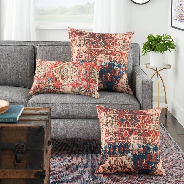 Persian Print Square Throw Pillow Red Nicole Curtis