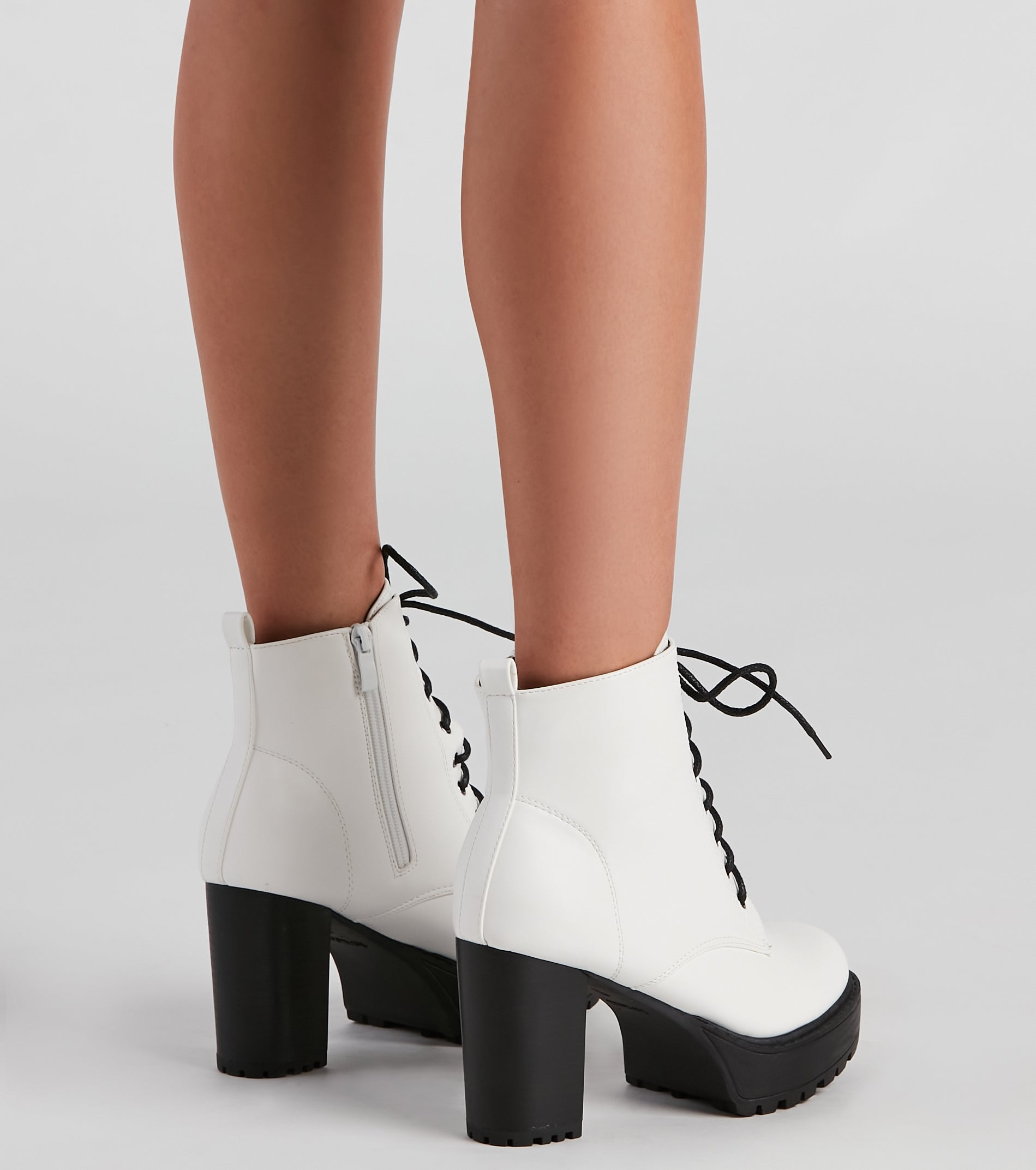 Edgy Babe Platform Lace-Up Booties