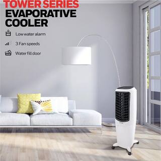 Honeywell 700 CFM 3 Speed Portable Evaporative Cooler for 426 sq.ft. Quiet Low Energy Compact Spot Fan and Humidifier in White TC30PEU