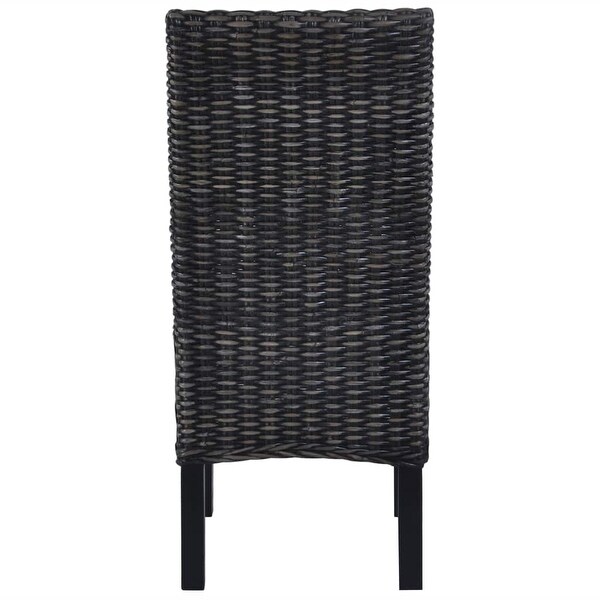 vidaXL Dining Chairs 6 pcs Black Kubu Rattan and Mango Wood (3x246656)