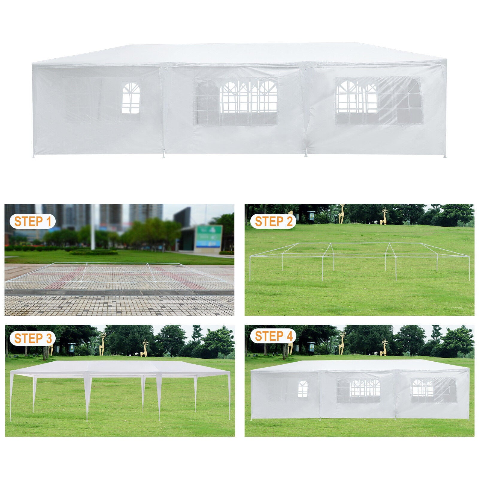 Outdoor Canopy Tent 10x30 ft Party Tent with 8 Side Walls for Parties/Event/Wedding/Car Canopy Tent/Garden Gazebo Shade Tent