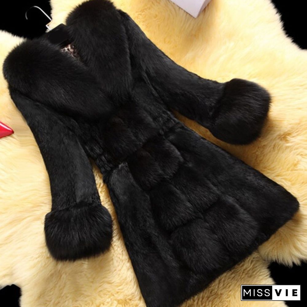 New Fashion Long Fur Coat Elegant Thick Warm Jacket Fur Jacket S-6XL