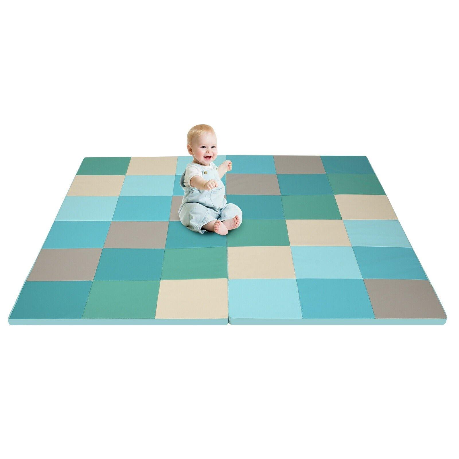 Costzon Toddler Foam Play Mat, Foldable Baby Foam Floor Mats, 58-Inch Square Soft Floor Mat for Baby