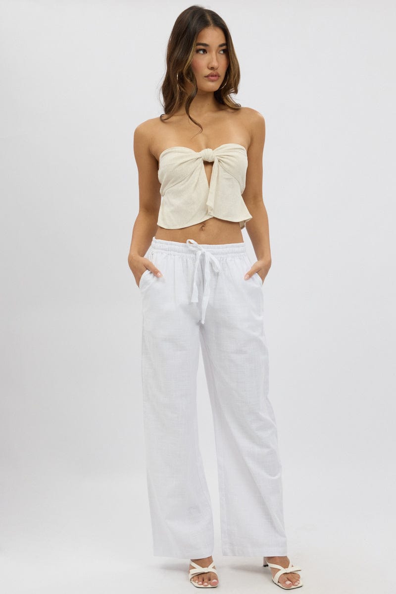 White Wide Leg Pants Elasticated
