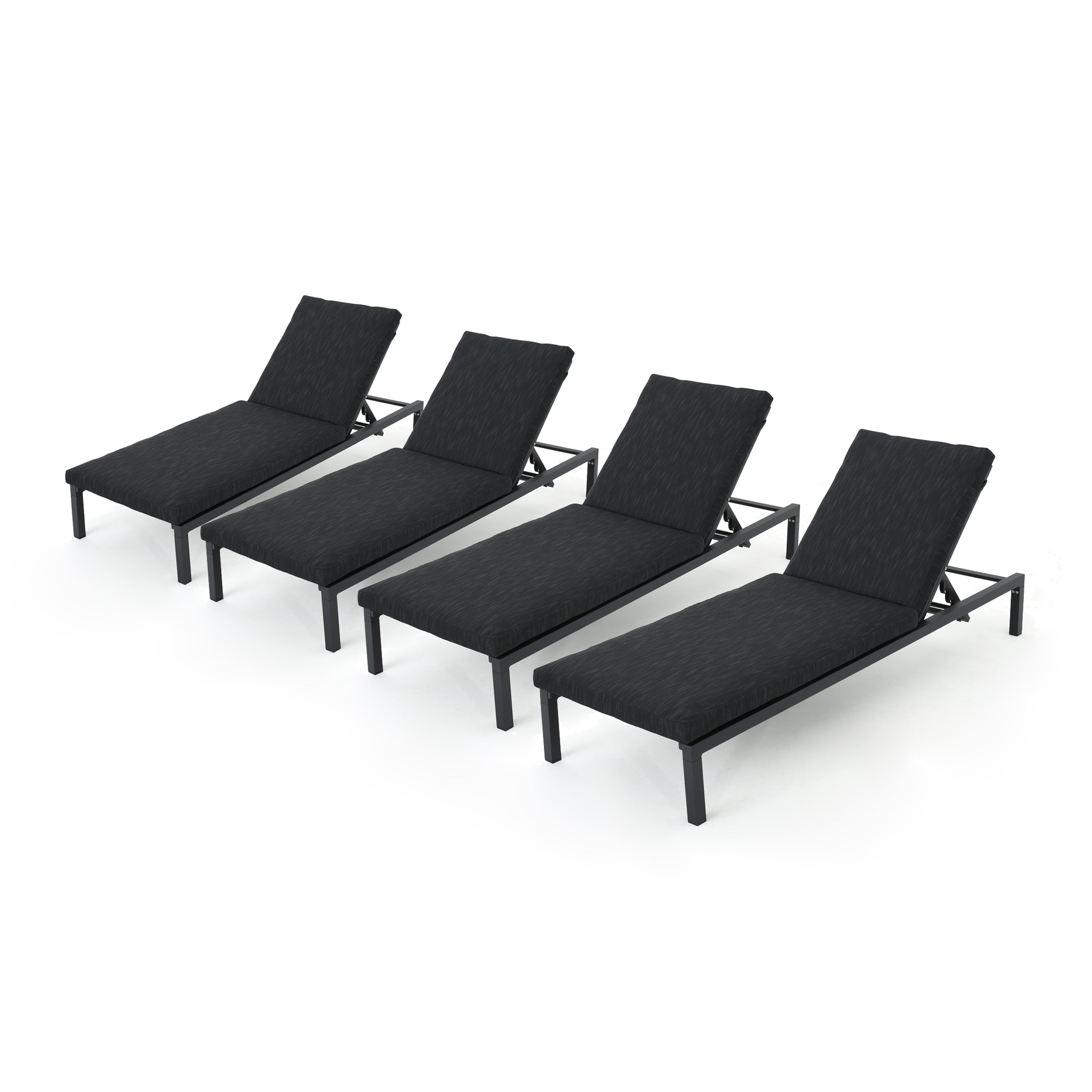 Jerry Outdoor Dark Gray Outdoor Mesh Chaise Lounges with Black Aluminum Frame (Set of 4)