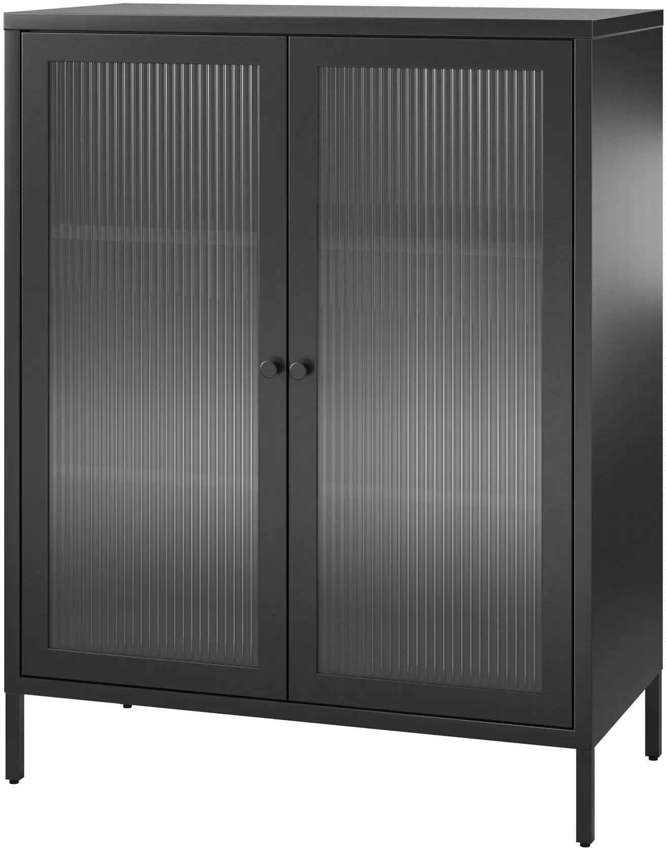 Ashbury Black 40H Accent Cabinet with Fluted Glass Doors