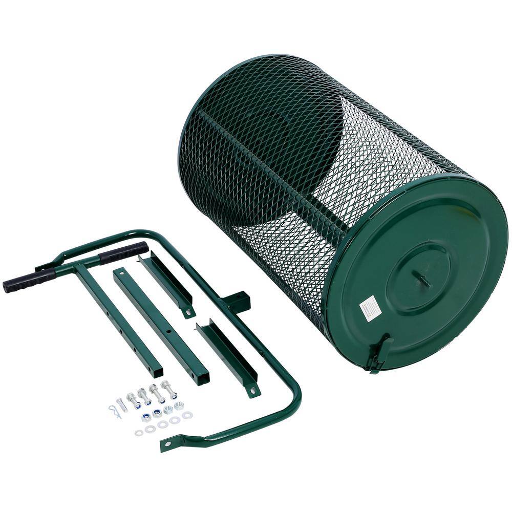 Tidoin 24 in. Green Steel Handheld Peat Moss Spreader Compost Spreader Metal Mesh with T Shaped Handle GH-YDW4-057