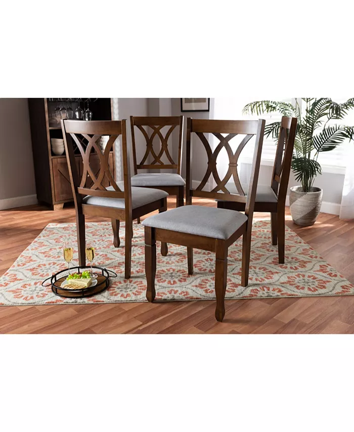 Baxton Studio Augustine Modern and Contemporary Fabric Upholstered 4 Piece Dining Chair Set Set