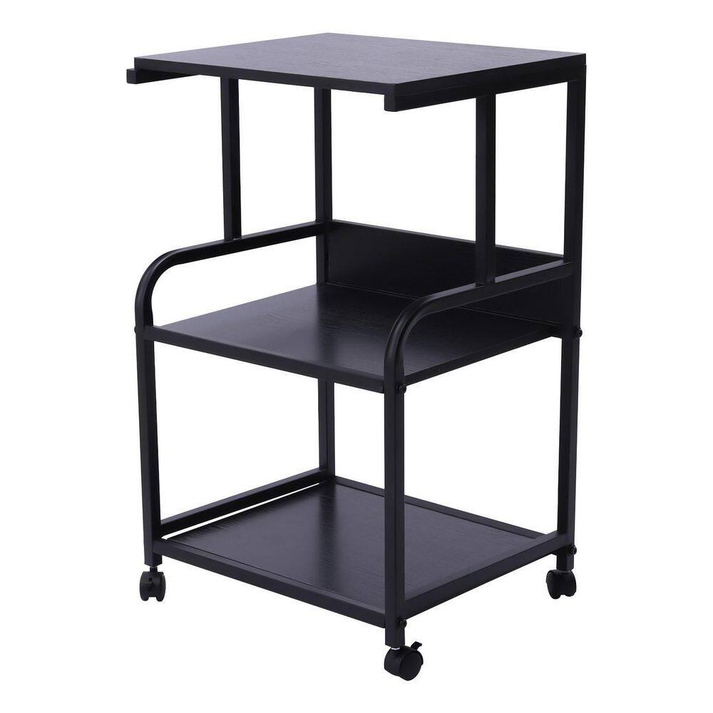 YIYIBYUS 3-Shelf Steel 4-Wheeled Rolling Cart Printer Stand in Black BGQHOD4XWDFKH