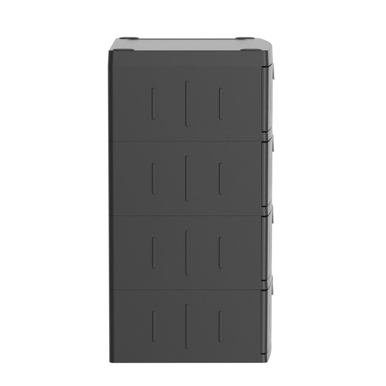 Hyper Tough 4 Drawer Plastic Garage Storage Cabinet 18.7 D x 25.39 W x 35.31 H， Black