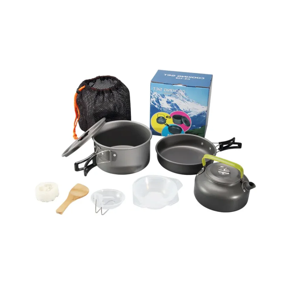 Goodwin 2023 New Arrival Silicon Foldable Kettle Bowl and Cup Set for Camping or Picnic with Mesh Carry Bag