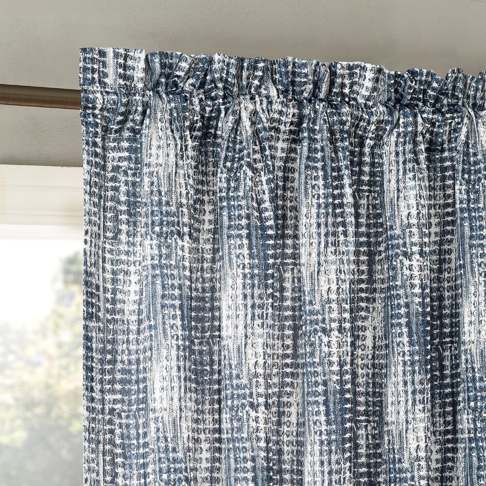 No. 918 Aran Crosshatch Print Semi Sheer Rod Pocket Curtain Panel  Single Panel