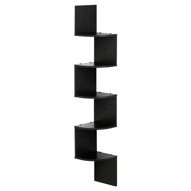 Furinno FR16122EX 5 Tier Wall Mount Floating Radial Corner Shelf& Espresso