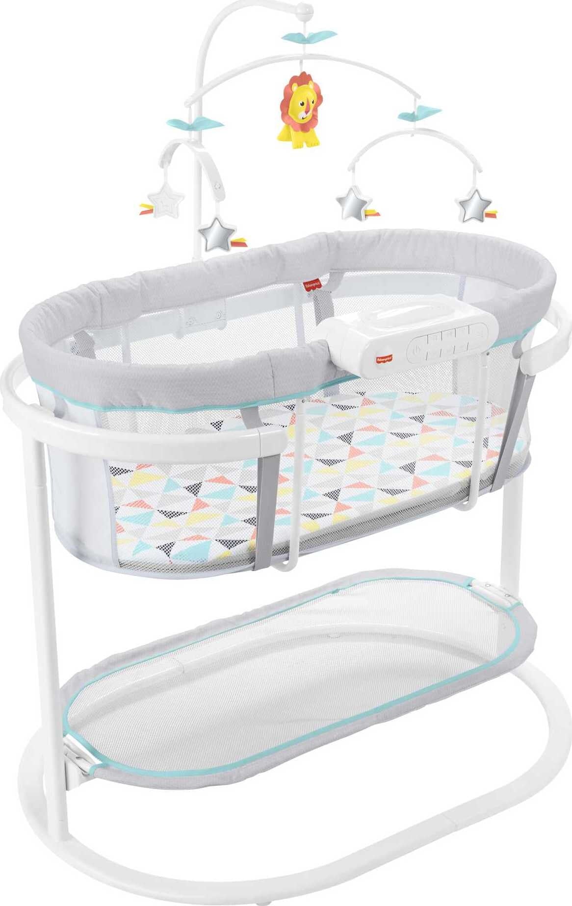 Fisher-Price Soothing Motions Bassinet for Baby with Lights Music & Vibrations, Windmill