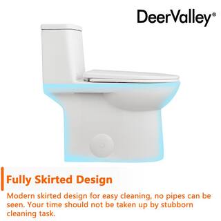 DEERVALLEY Ursa Comfortable Height 12 in. Rough in Size 1-Piece 0.81.28 GPF Dual Flush Elongated Toilet in White Seat Included DV-1F52677