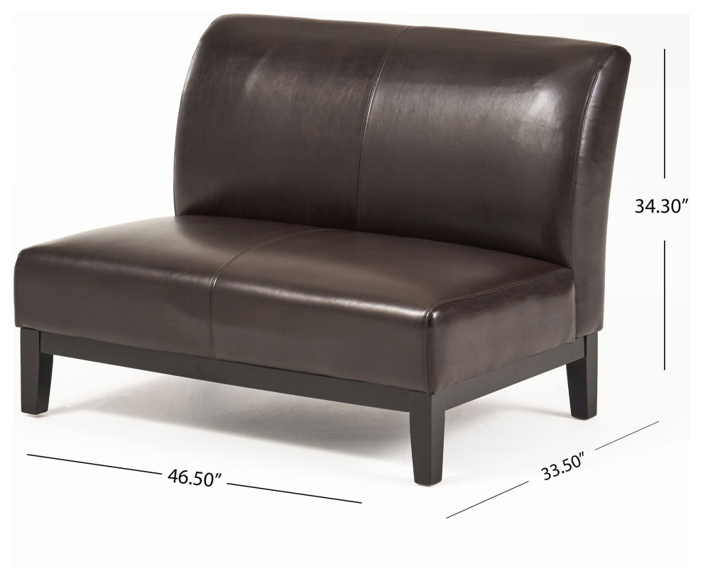 Massimo Leather Loveseat   Transitional   Loveseats   by GDFStudio  Houzz