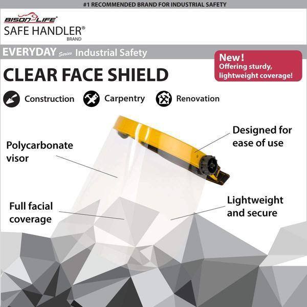 Safe Handler Yellow Reusable Facial Protection Clear Face Shield (3-Pack) BLSH-ES-SFS-3