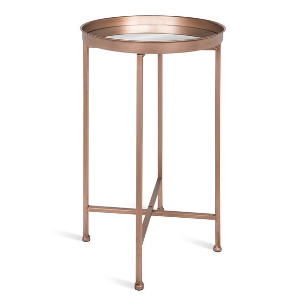 Kate and Laurel Celia Round Metal Foldable Tray Accent Table