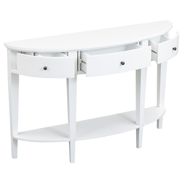 Modern Curved Console Table Sofa Table with 3 Drawers and 1 Shelf