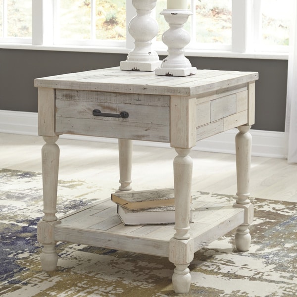 Signature Design by Ashley Hickory Homestead Casual Whitewash End Table