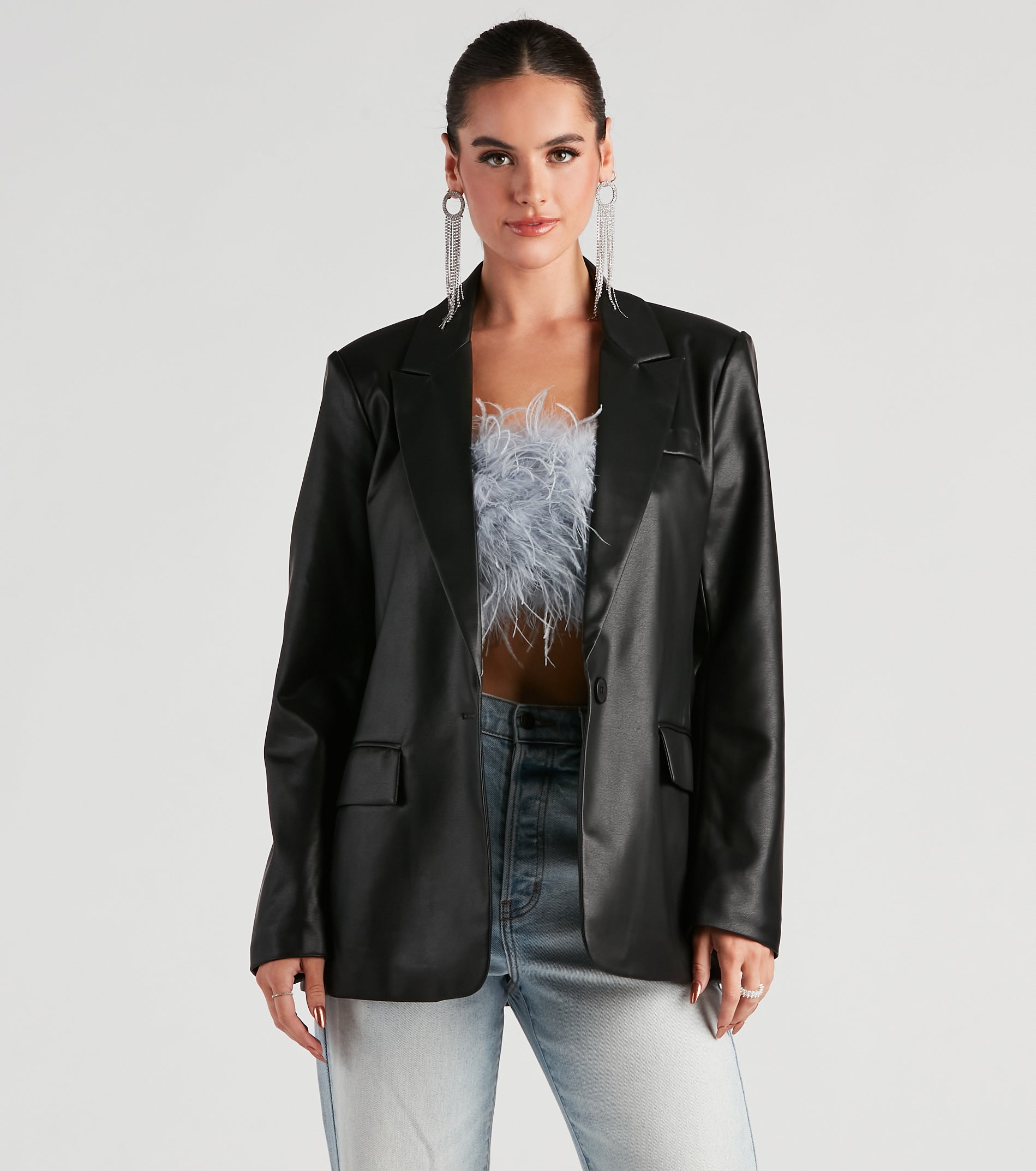 Keep It Trendy Oversized Faux Leather Blazer