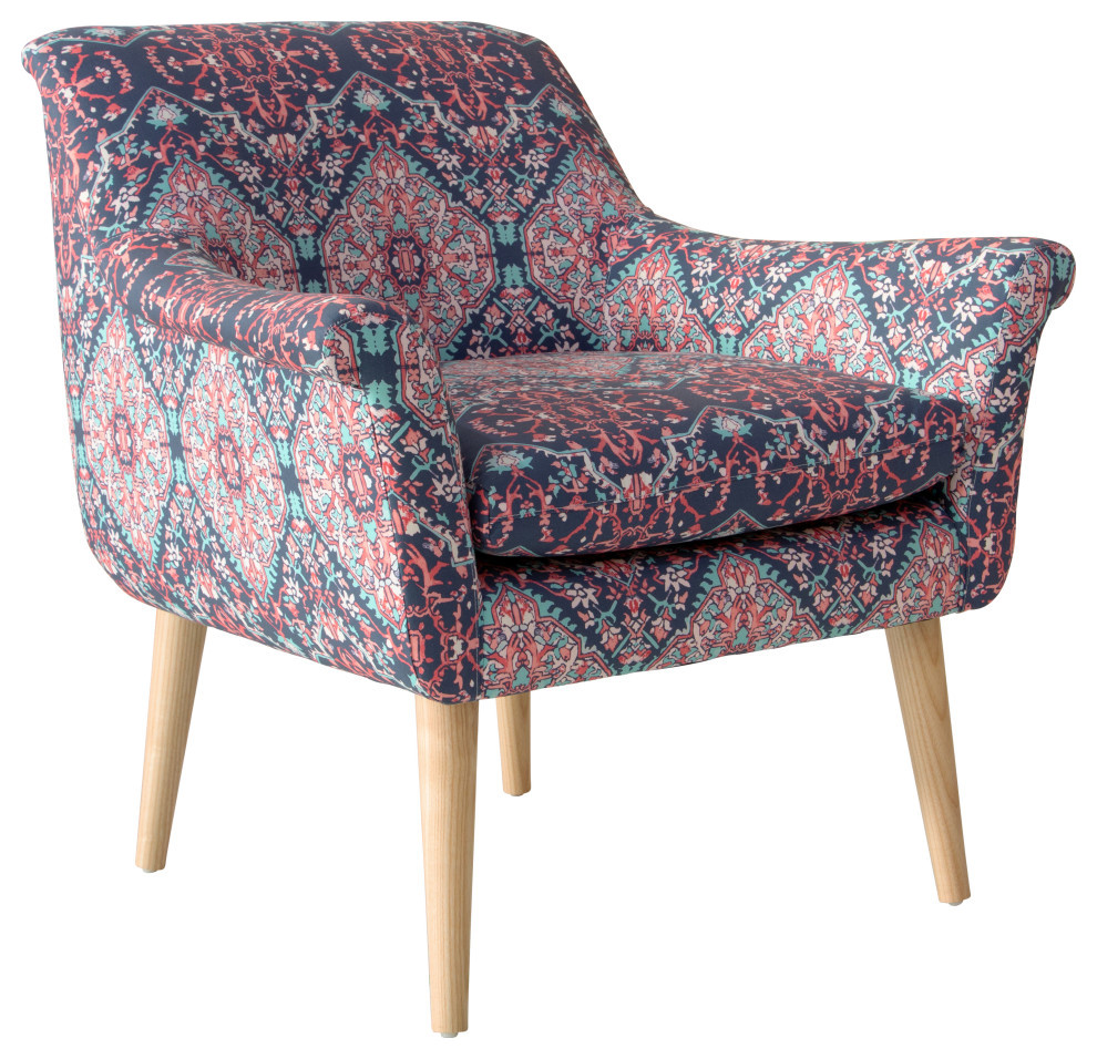 West Loop Chair  Tabriz Cerulean   Midcentury   Armchairs And Accent Chairs   by Skyline Furniture Mfg Inc  Houzz