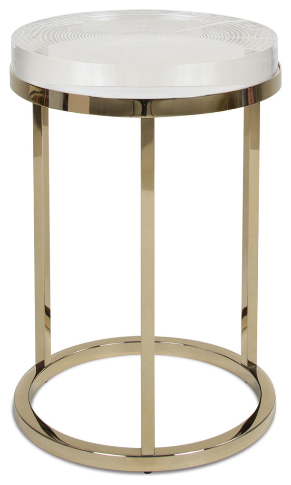 Dendros Live Edge Mimic Round Side Table  Gold  ampAcrylic   Contemporary   Side Tables And End Tables   by Jennifer Taylor Home  Houzz