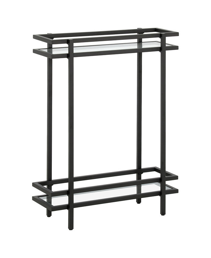 Hudson and Canal Robillard 22 Wide Metal and Glass Rectangular Console Table