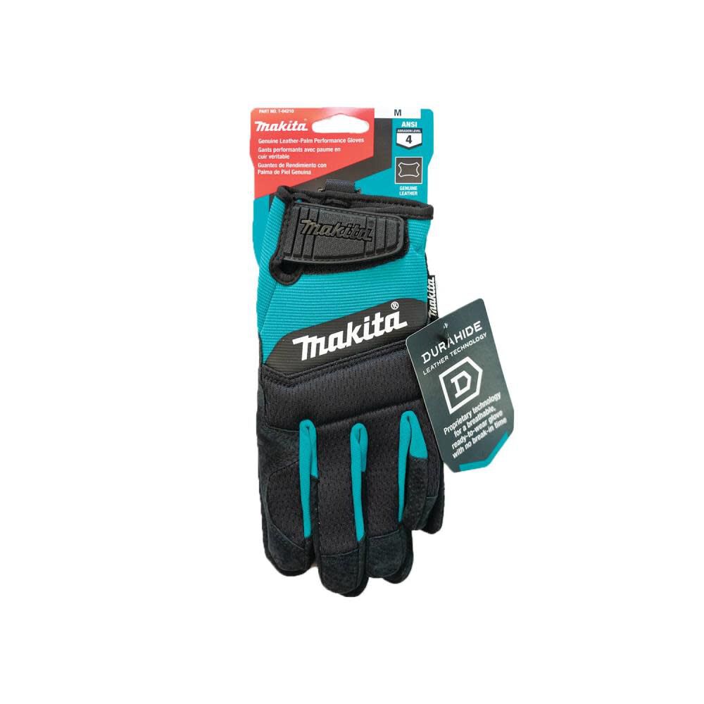 Makita Performance Gloves Genuine Leather Palm Medium T-04210 from Makita