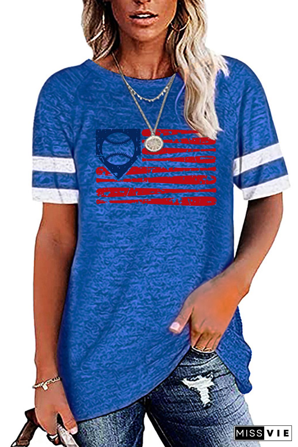 US Baseball Flag Print Graphic Tee Wholesale