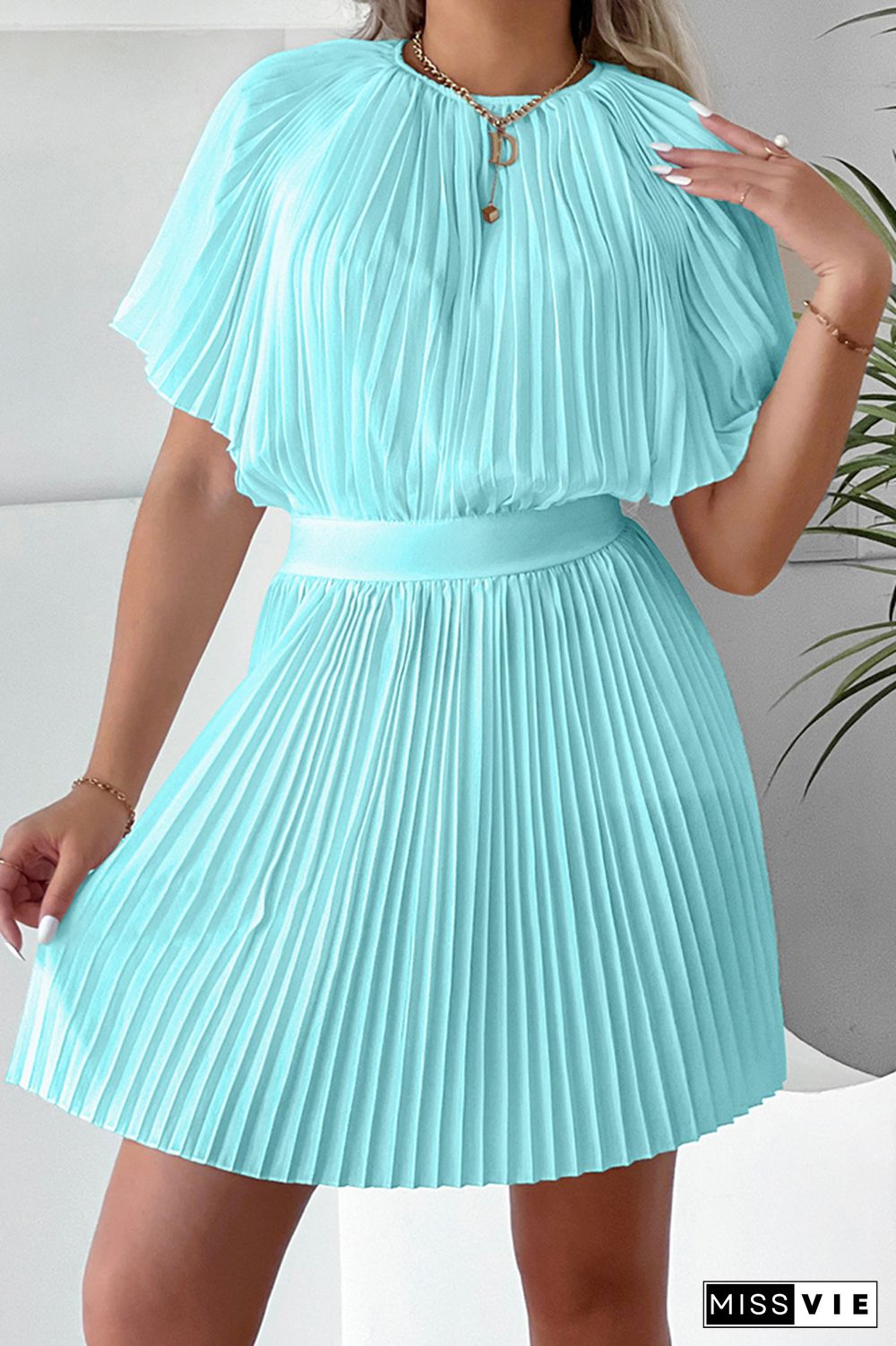 Bat sleeve Short Sleeve Ruched dress