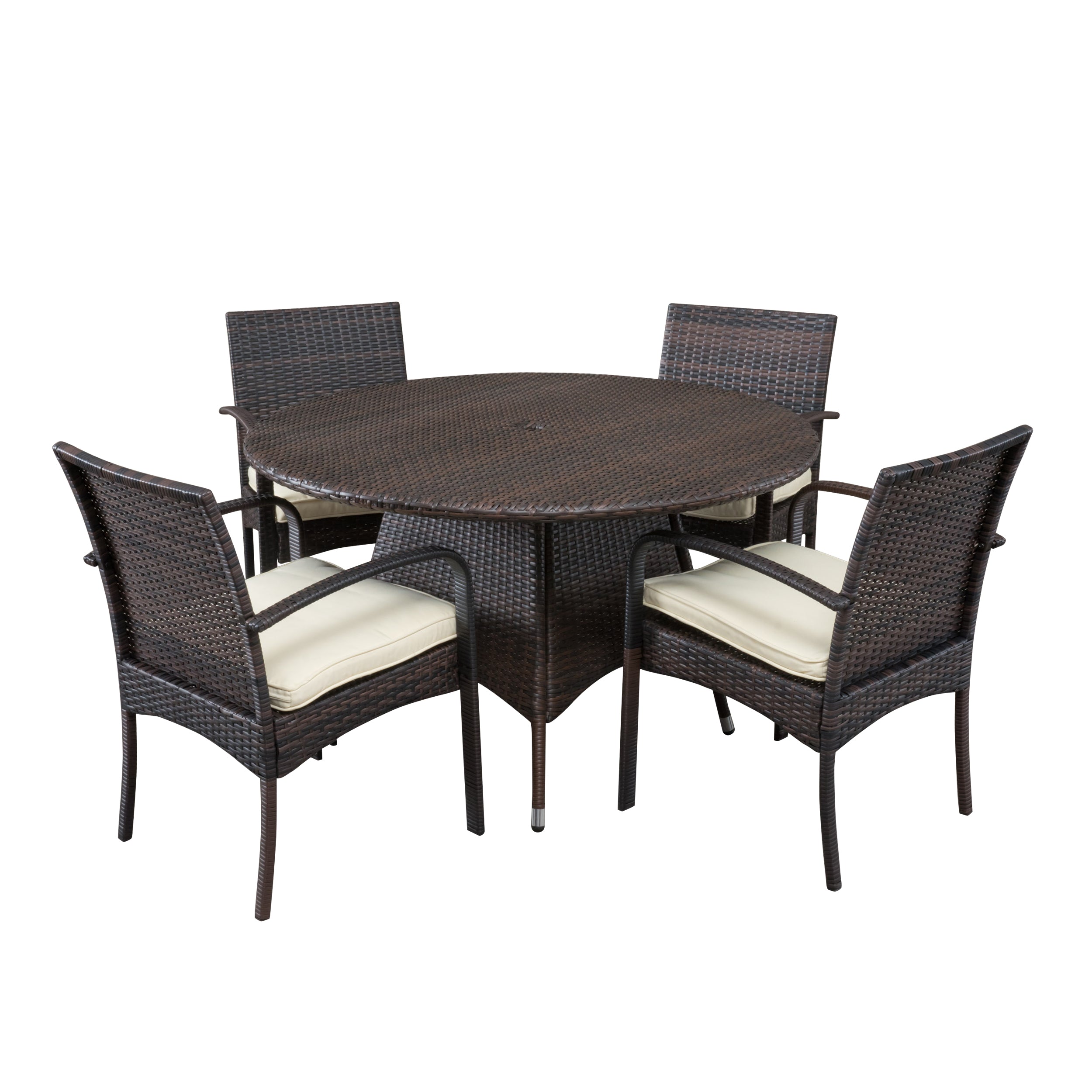 Carmela Outdoor 5pc Multibrown Wicker Dining Set