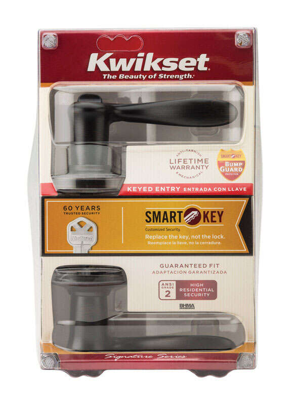 Kwikset SmartKey Tustin Venetian Bronze Entry Lockset KW1 1-3/4 in.