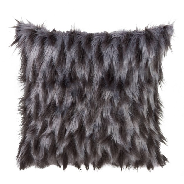 Faux Fur Pillow Black Saro Lifestyle