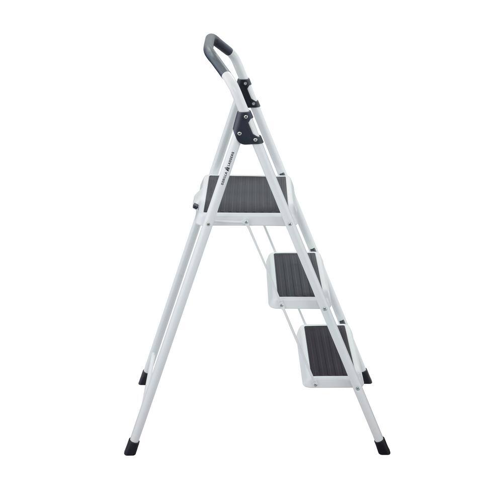 Gorilla Ladders 3-Step Steel Lightweight Step Stool Ladder 225 lbs. Load Capacity Type II Duty Rating (9ft. Reach Height) GLS-3-2