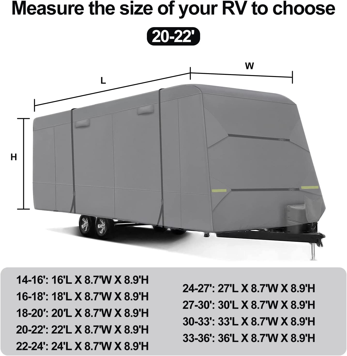 NALONE 6 Layers RV Cover Heavy Duty Travel Trailer Cover fit for 24'-27'， Anti-UV Windproof Camper Cover， Ripstop Extra Thick Motorhome RV Cover