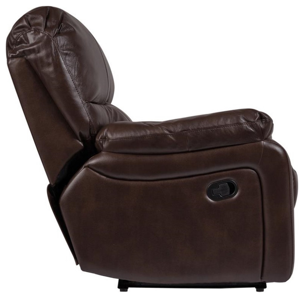 Ramsey Leather Look Console Reclining Loveseat   Contemporary   Loveseats   by Homesquare  Houzz