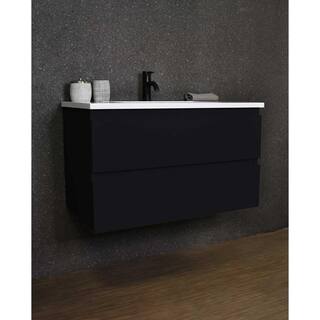 VOLPA USA AMERICAN CRAFTED VANITIES Salt 36 in. W x 20 in. D Bath Vanity in Black with Acrylic Vanity Top in White with White Basin MTD-4136BK-A