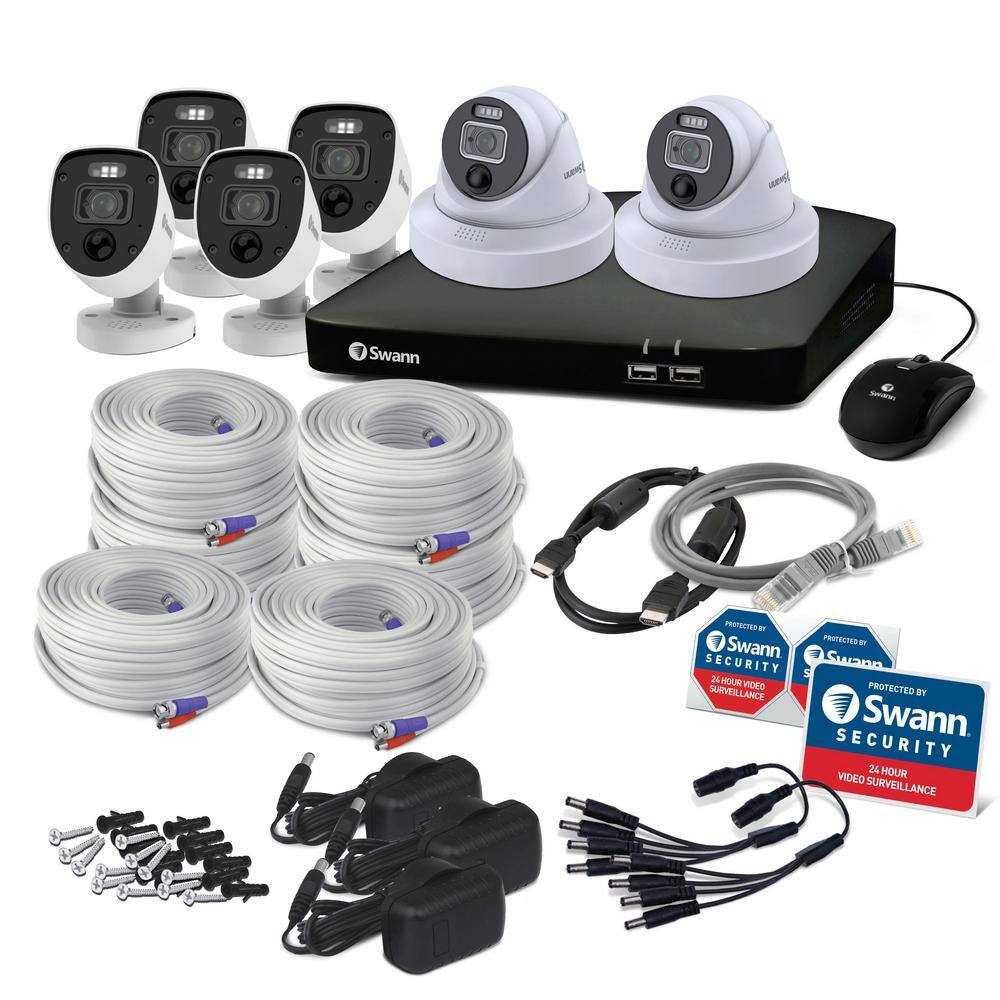 Swann 8-Channel 4K 2TB DVR Surveillance System with Enforcer 4 Wired Bullet and 2 Wired Dome Spotlight Cameras with Loud Siren SWDVK-856804RL2DE-US