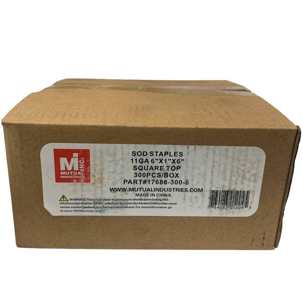 Mutual Industries 6 in. x 1 in. x 6 in. Sod Staples (300-Piece per Bag) 27-17686-300-6