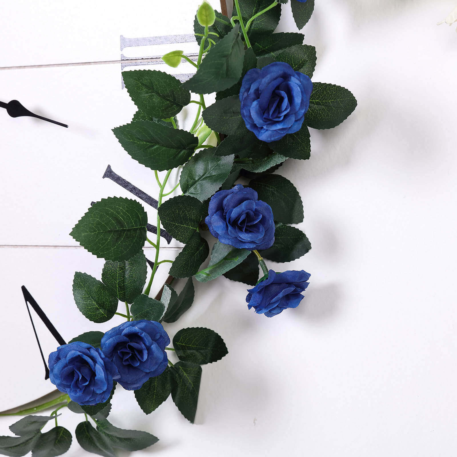 20 Royal Blue Artificial Silk Roses Flower Garland, Hanging Vine 6ft