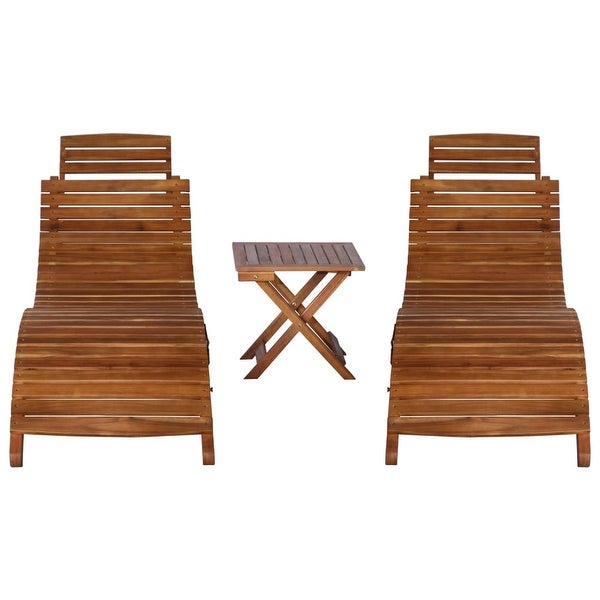 3 Piece Sunlounger with Tea Table Solid Acacia Wood