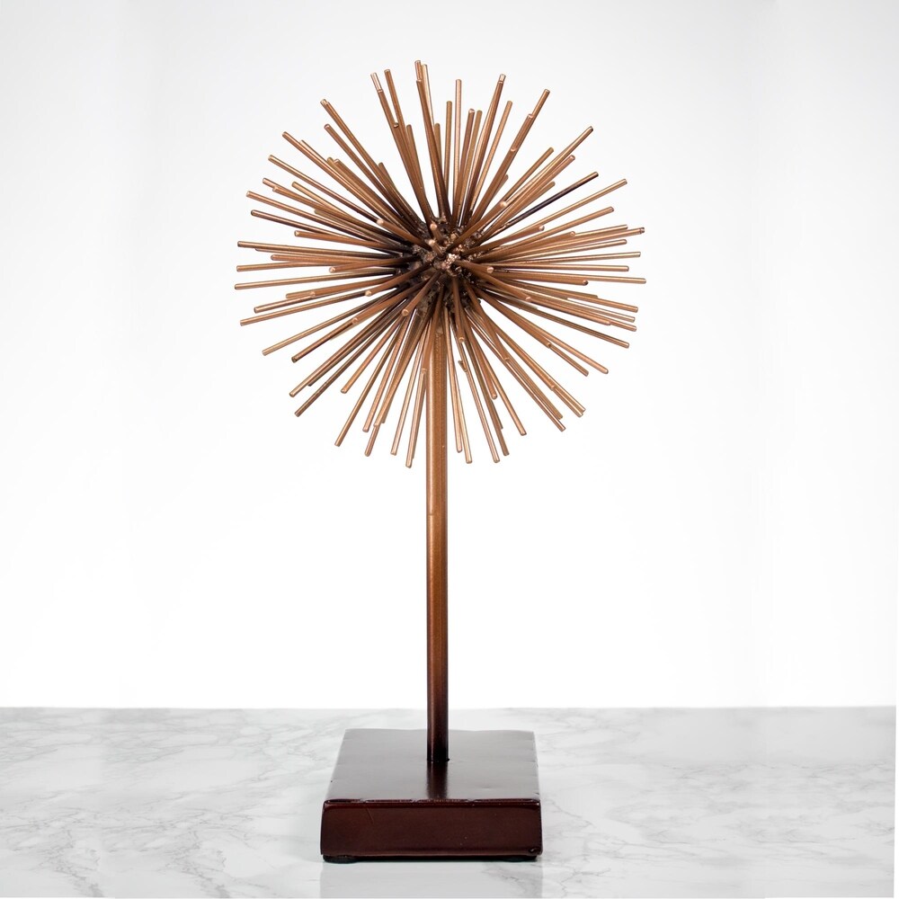 American Art Decor Rose Gold Copper Starburst Sculpture with Base (Small)