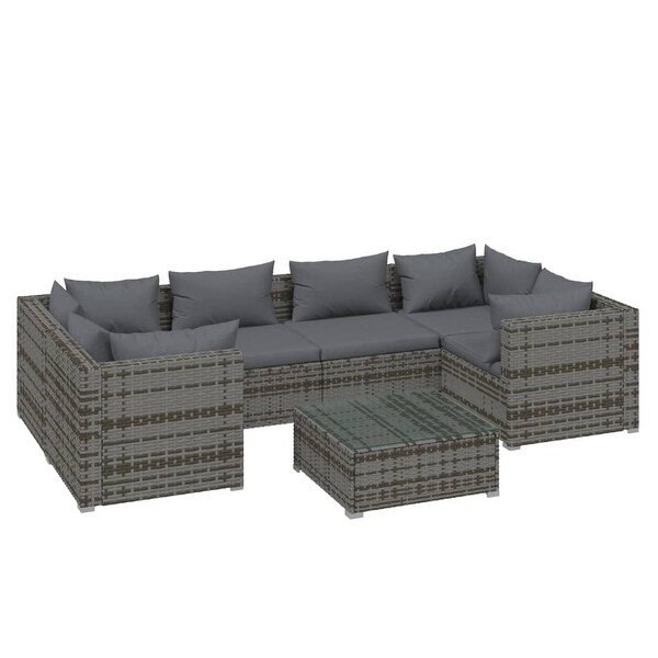 vidaXL Patio Lounge Set Outdoor Sectional Sofa Set Table Garden Poly Rattan