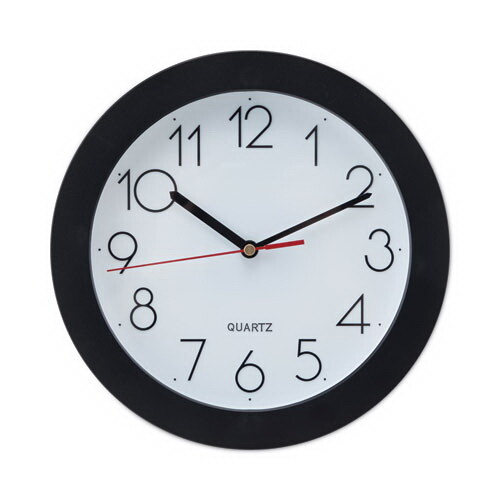 Universal UNV10421 Round Wall Clock  9 3/4  Black