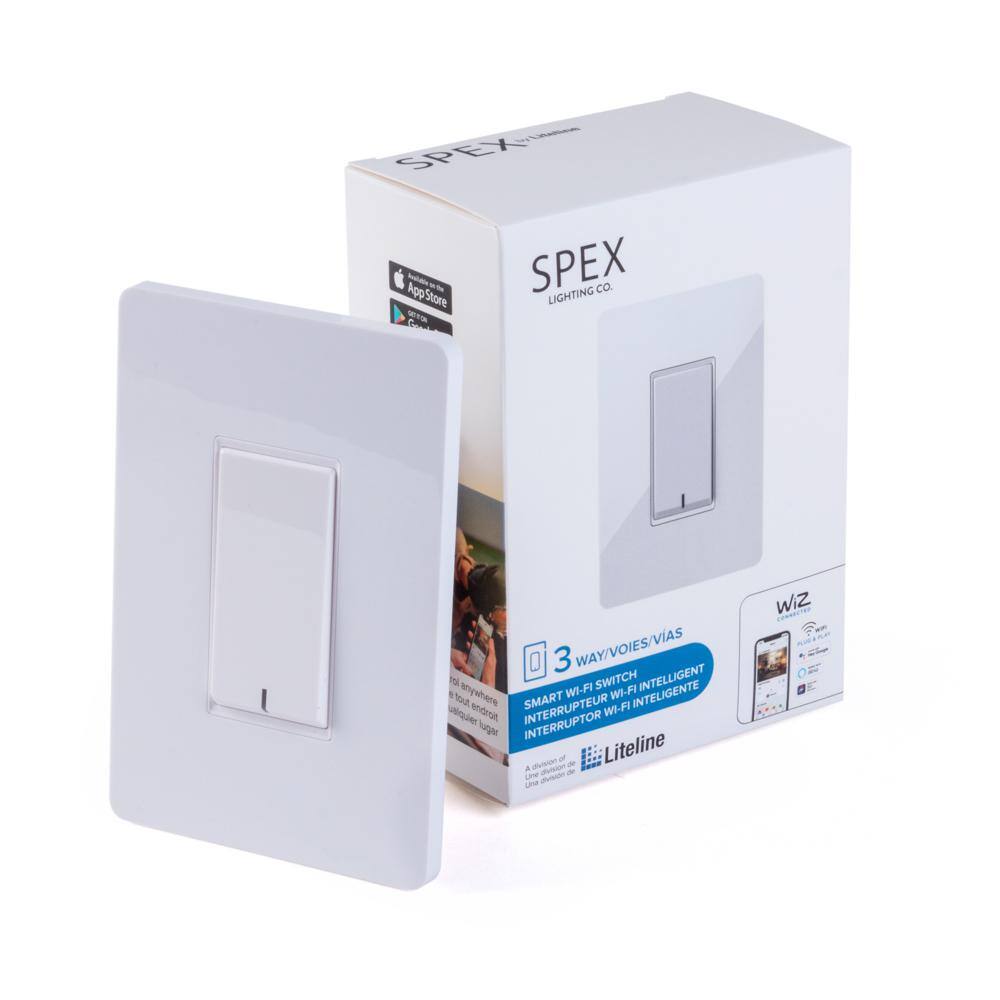 Liteline SPEX Lighting - Smart WIFI Connected by WIZ 3-Way Specialty Rocker Light Switch White SLWZ-3WAY-01