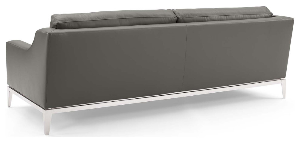 Modern Designer Living Room Lounge Club Lobby Sofa  Leather  Grey Gray   Contemporary   Sofas   by House Bound  Houzz