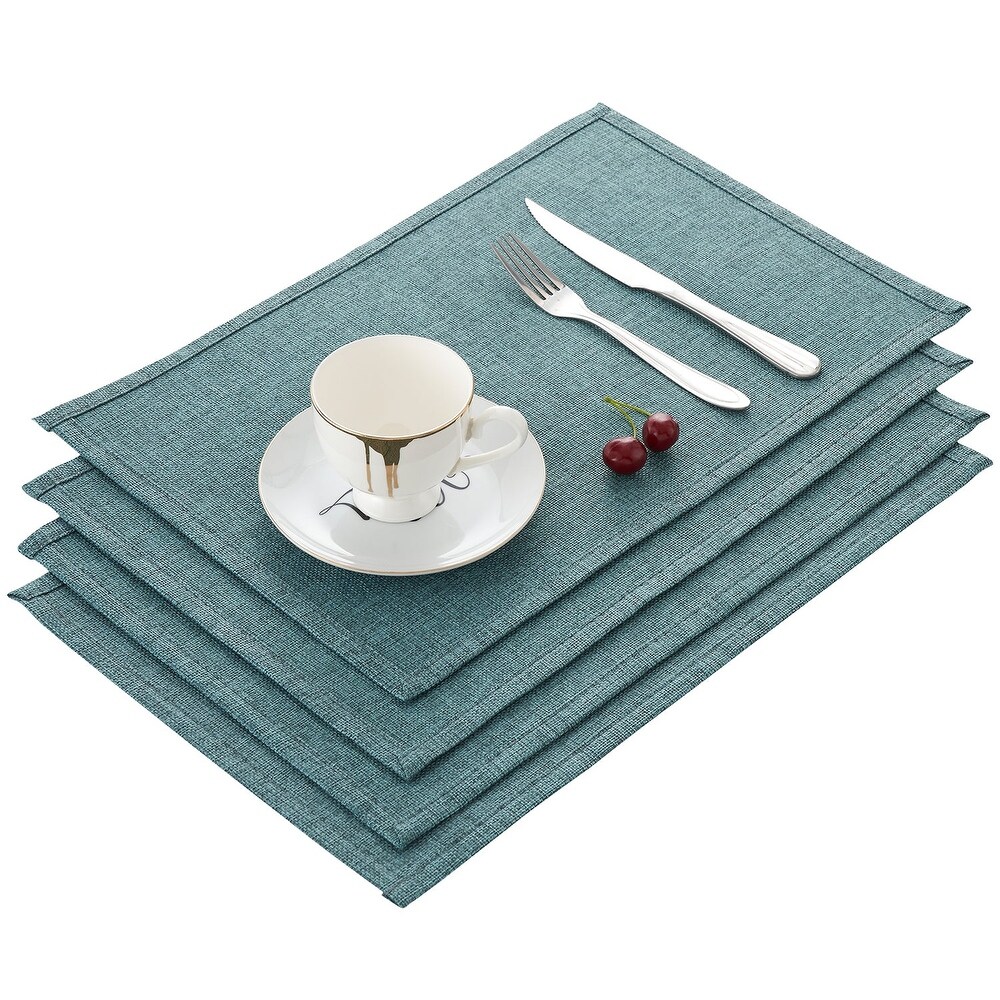 Linen Placemats Set of 4  Heat Resistant Dining Table Place Mats   Machine Washable